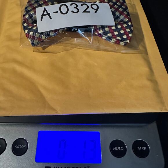 NEW Handmade Bow Tie Blue Red Gingham Adjustable Stretch Elastic Gift Prom - Picture 3 of 3